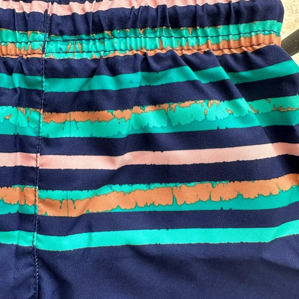 Cat & Jack Striped Swim Trunks in Navy Blue/Green/Peach - Size 2T
